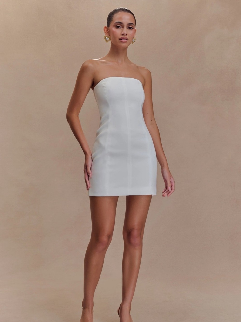 Meshki Maci White Strapless Crepe Mini Dress NWT